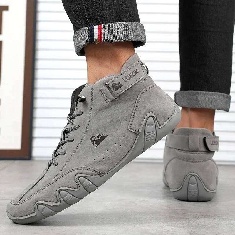 Men's Casual Bare Boots Luxurious Fashionable High Top Sports Trendy Loafers Waterproof Wear-resistant Motorcycle Shoes