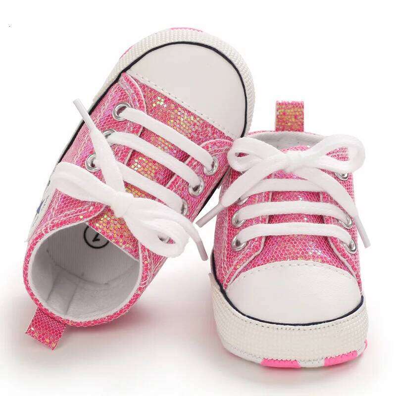 Meckior Newborn Fashion Shining Canvas Sneakers Baby Boys Girls Shoes First Walkers Soft Anti-Slip Sole Toddler 26Y0224