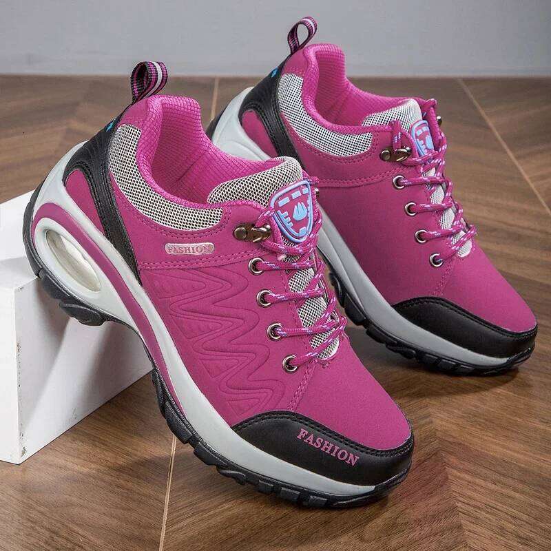 Sports Platform Leather Sneakers Waterproof Fashion Outdoor Hiking Non-Slip Casual Walking Shoes Women Footwear