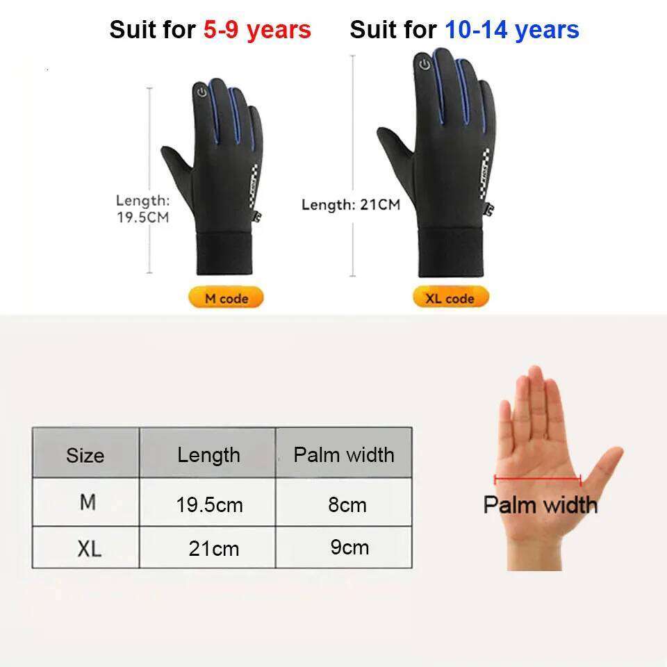 GTUBIKE Winter Gloves,Touchscreen Anti-Slip Cycling Gloves,Warm Windproof Kids Gloves,Sports Gloves Boys Girls 26H0224