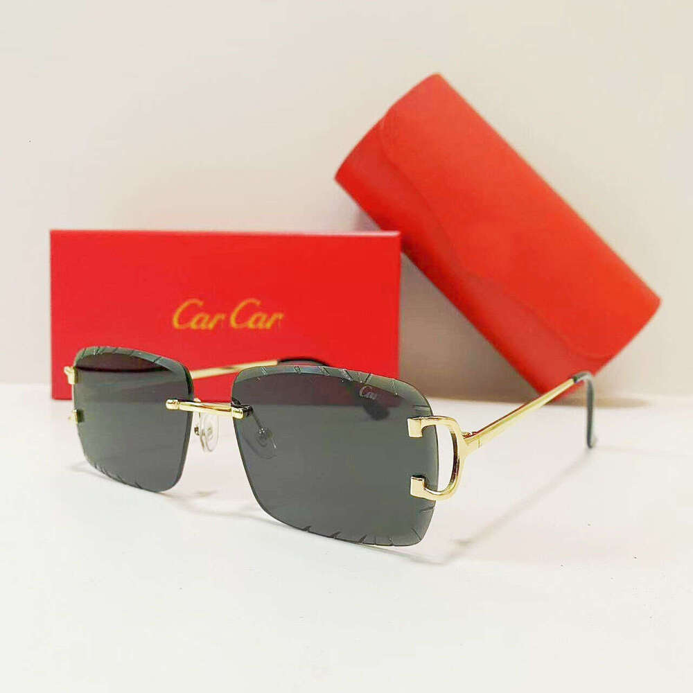 Designer Men Women sunglasses Fashion Classic Glasses Leopard Head Composite Metal Rimless Optical Frame Sunglasses UV 400 With Box