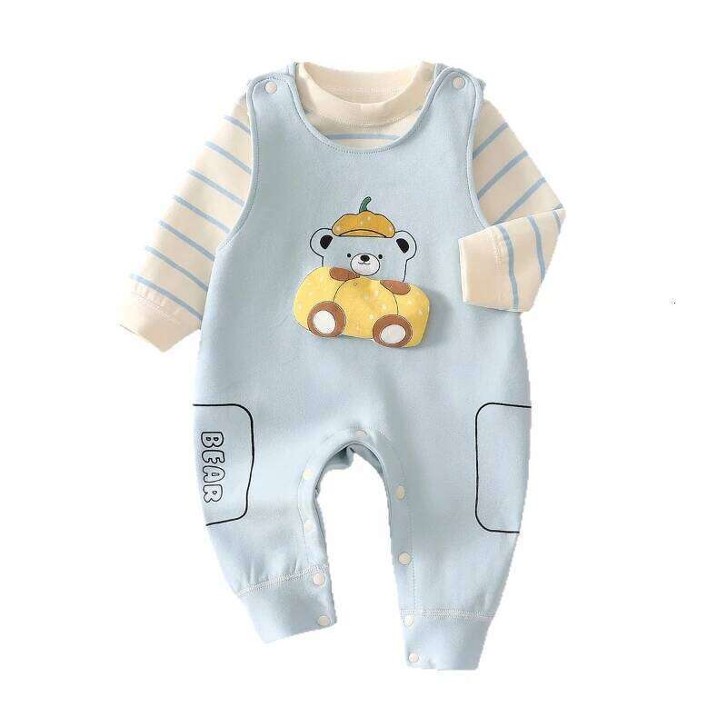 Boys Sleeveless Jumpsuit + Sweatshirt Clothing Sets Spring Autumn Baby Cute Animal Overalls for NewYear 26H0224