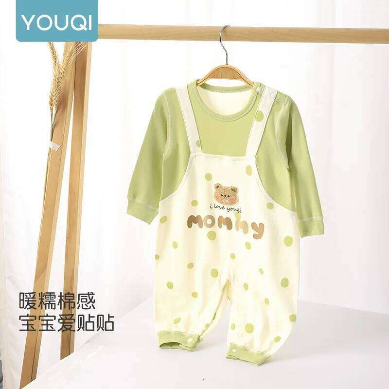 YouqiChinese Baby Autumn Romper, Pure Cotton Super Cute Long-Sleeve Jumpsuit, Children's Casual Outdoor Crawling Outfit 26H0224