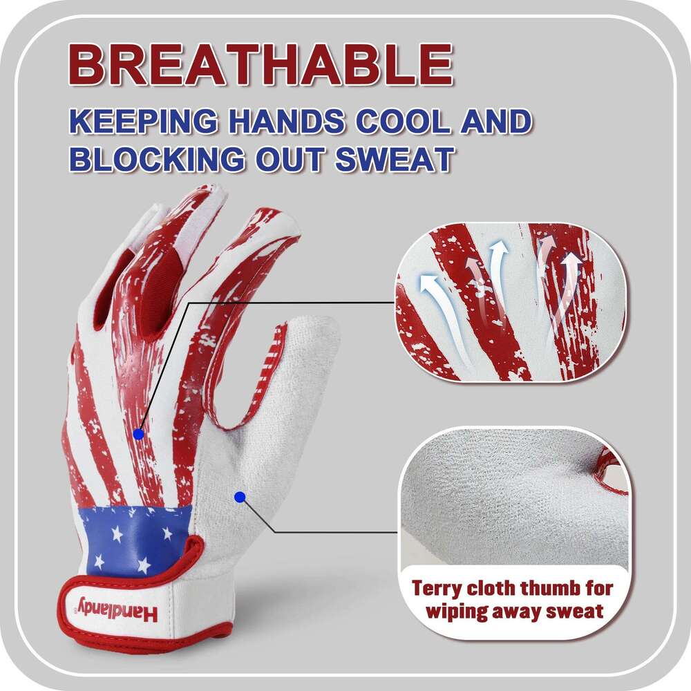 HANDLANDY Youth American Boys Girls, Sticky Wide Receiver for Kids, Junior Flag Football Gloves 26H0224