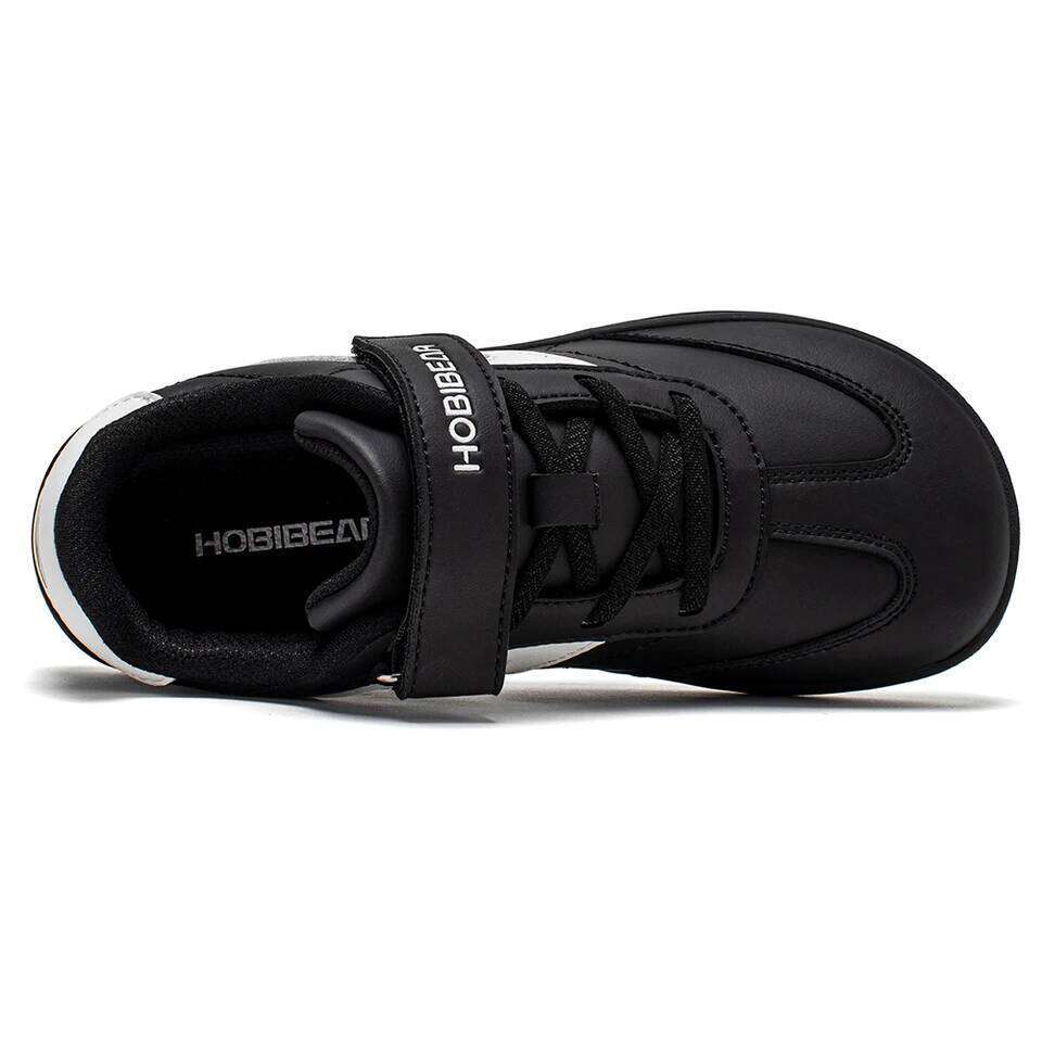 HOBIBEAR Big Kids Barefoot Wide Toe Hook Loop Sneaker Artificial Leather Non-Slip Zero Drop Lightweight Comfort Shoe 26W0224