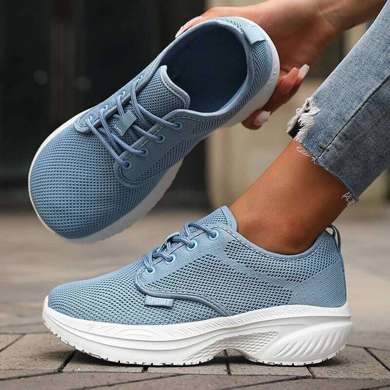New Wide Last Soft Breathable Comfortable Lace Up Walking Outdoor Tennis Slow Running Women's Platform Shoes 26W0224