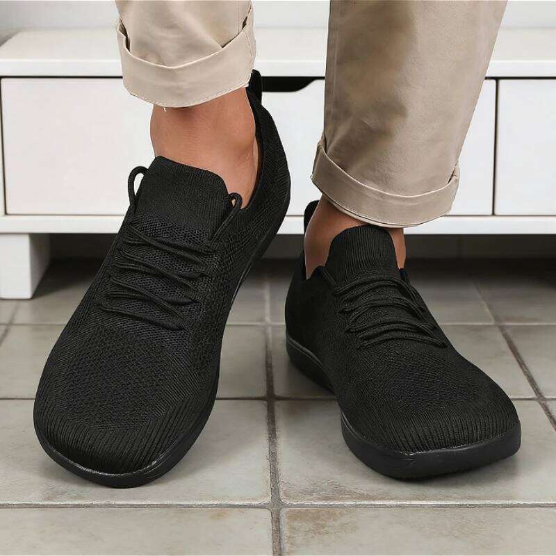 Wide Barefoot for Men Lightweight Breathable Mesh Lace Up Casual Walking Shoes Plus Size Couple Outdoor Sneakers