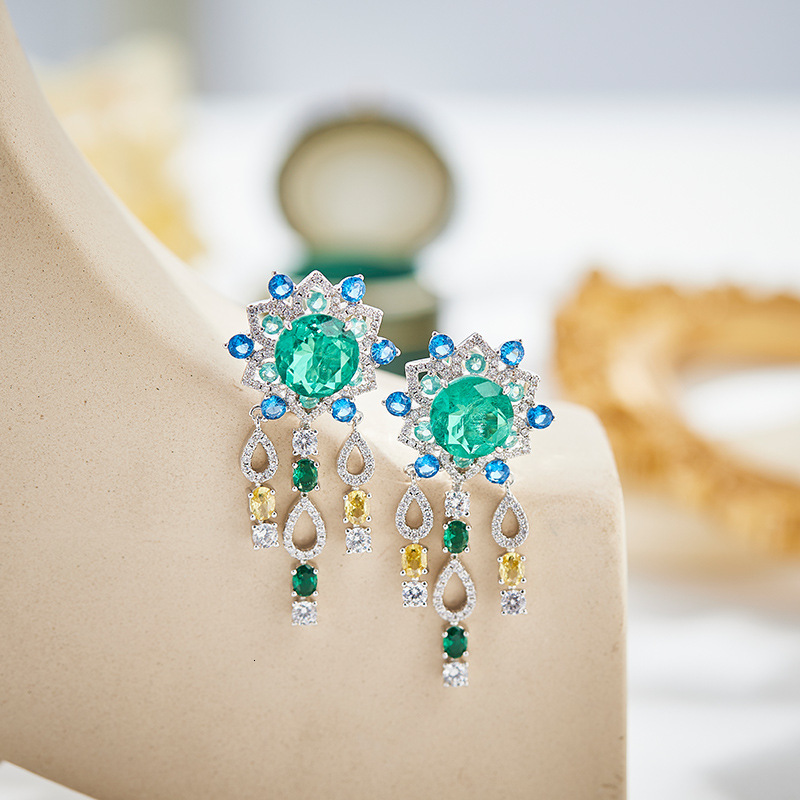 Earrings New Cross-Border Petal Earrings, Gold-Plated Earrings, Celebrity Style Earrings, High-End Evening Dress Floral Tassel Earrings