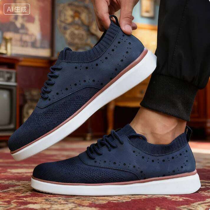 Men's Dress Sneakers Trendy Solid Woven Knit Breathable Mesh Loafers Outdoor Soft Non Slip Lightweight Flat Designer Shoes Men