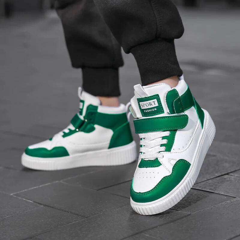 Kids Casual High-top Basketball for Children Boys Girls PU Leather Sneakers 2026 New Trendy Sports Shoes Trainers 26W0224