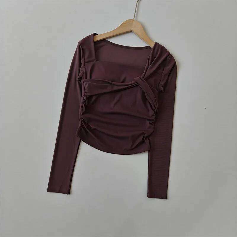 Yoga Women Sports Tops Fixed Gym Chest Pads Mesh Splicing Slimming Long Sleeved Shirts Running Training Fitness Clothes 26Y0224