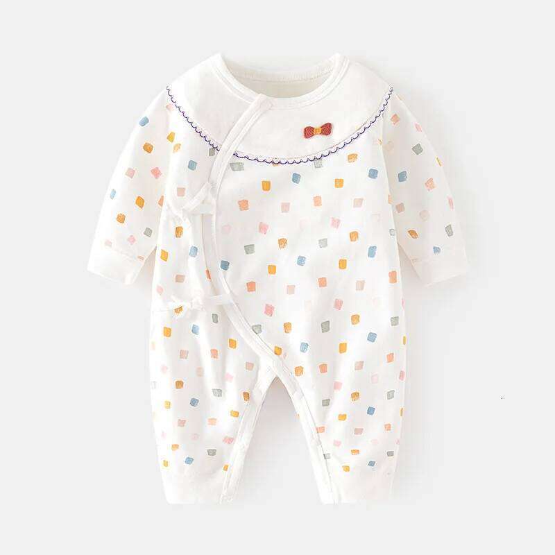 Spring and Autumn Cute Infant Newborn Romper Baby Boy Girl Floral Pattern Cotton Jumpsuit 26H0224