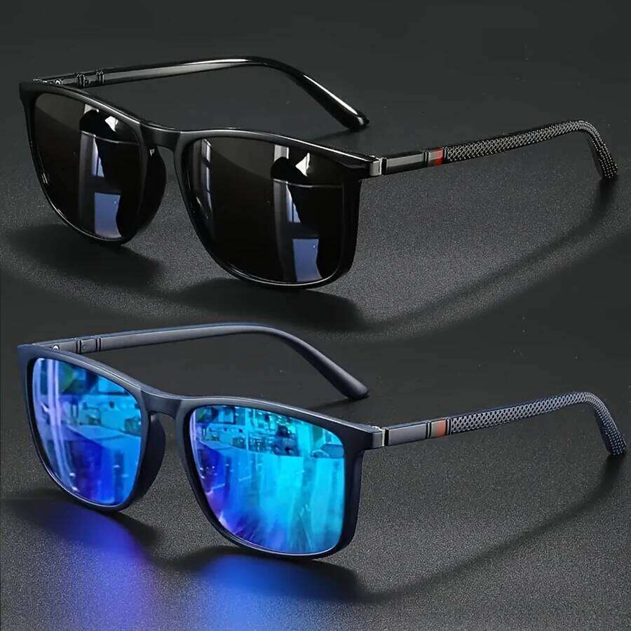 2pcs Luxury Square Vintage Polarized Cycling Sunglasses Men Women Fashion Travel Driving Fishing Sun Glasses Male Eyewear UV400 26W0224