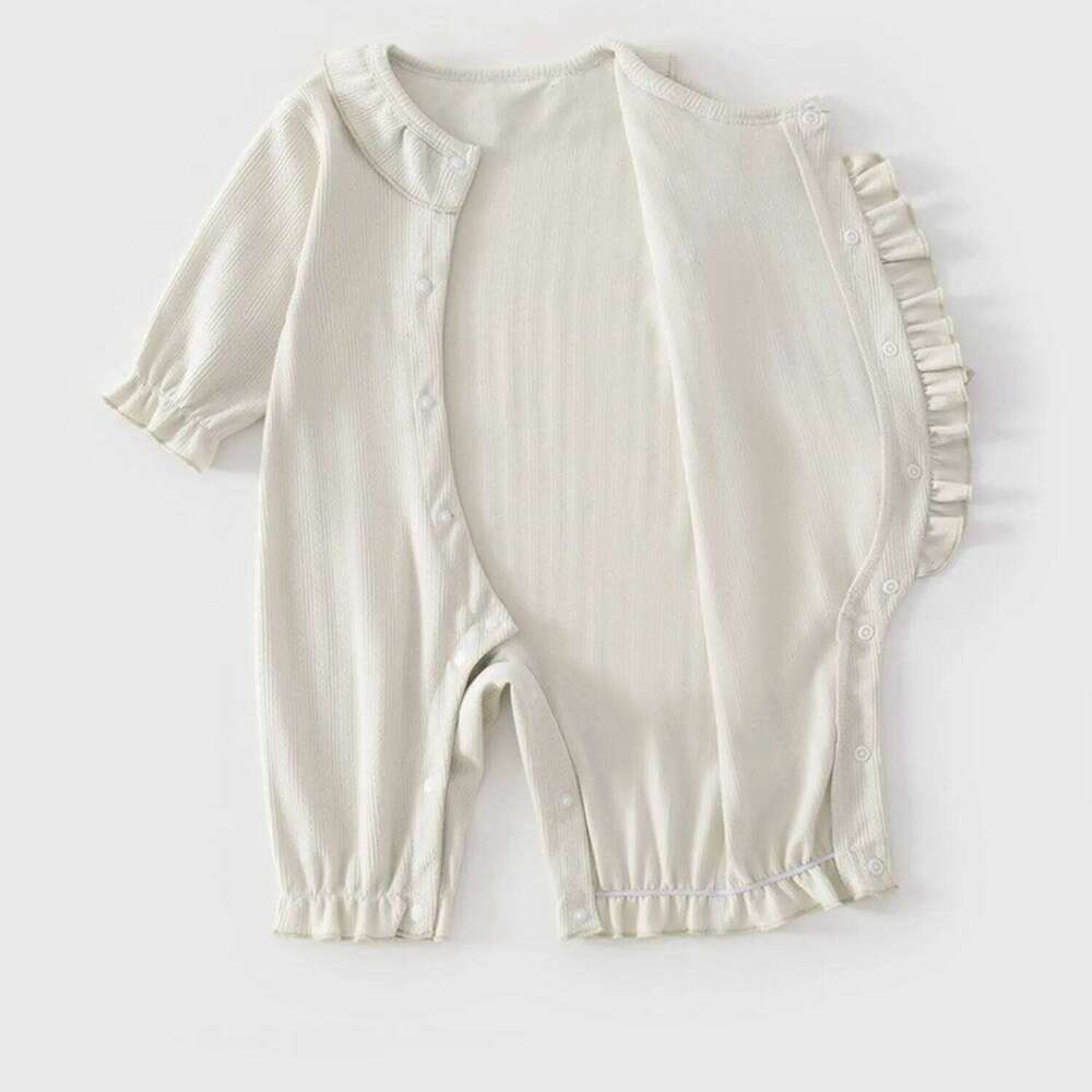 AYNIGIELL 2026 Spring New Clothing Pure Cotton Long Sleeve Collar Jumpsuit 0-18 Months Baby Girl Outerwear 26H0224