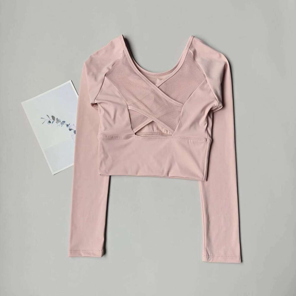 Built-in Bra Workout Top for Women, Mesh Long Sleeve Shirt, Slim Fit Yoga Fitness Wear 26Y0224