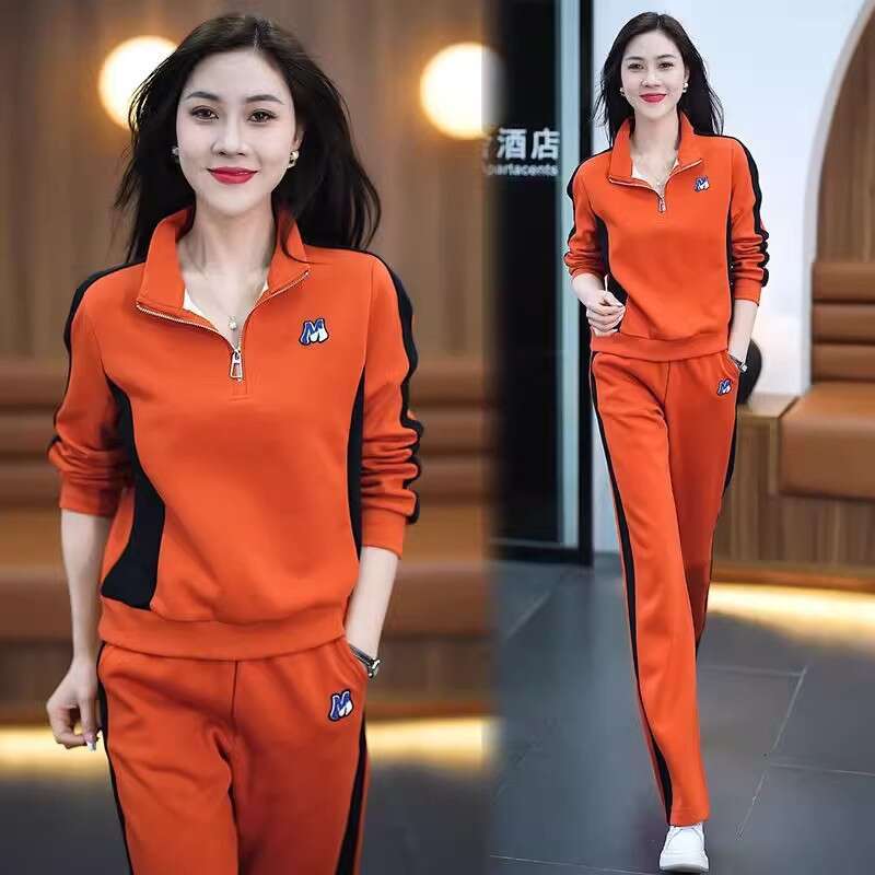 Fashion Sportswear Set with Hoodie Wide Leg Pants Two Piece Women's Clothing Brand Tailored Autumn Collection Sve Zipper