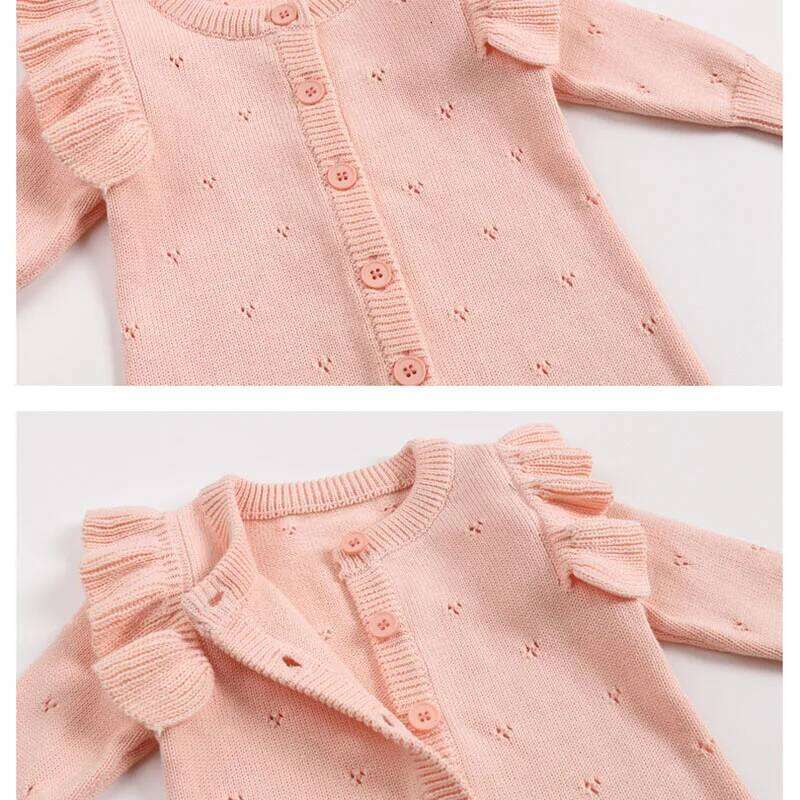 New Autumn 0-24M Clothing Infant Girls Jumpsuit Long Sleeved Solid Color Knitted Toddler Baby Girl Romper 26Y0224