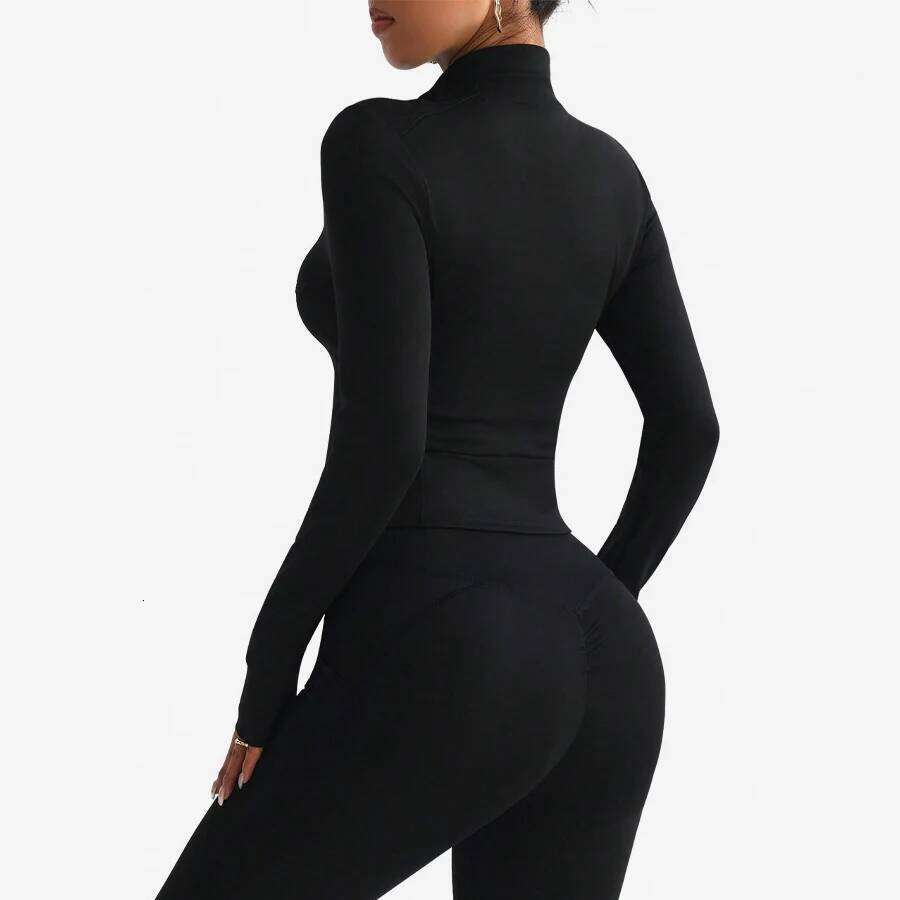 Seamless Sports Zippy Shirt Women Long Sleeve Yoga Tops Running Workout Gym Coat Fitness Clothing Activewear 26Y0224