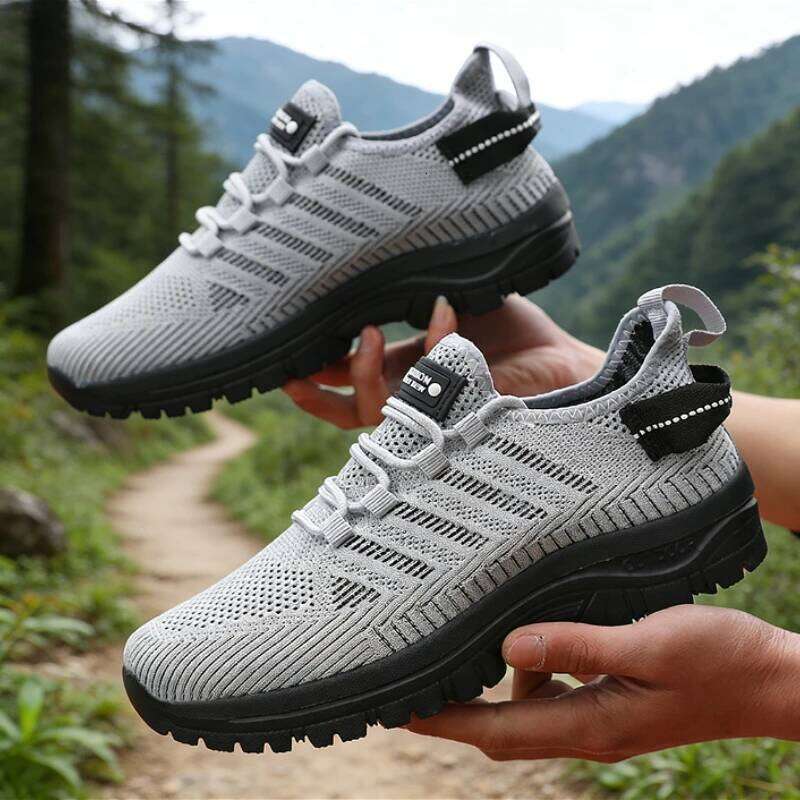 Men's Outdoor Sport Sneakers 2025 Breathable Knit Shoes Anti-Slip for Hiking Gym Running Casual Comfortable Lightweight Footwear