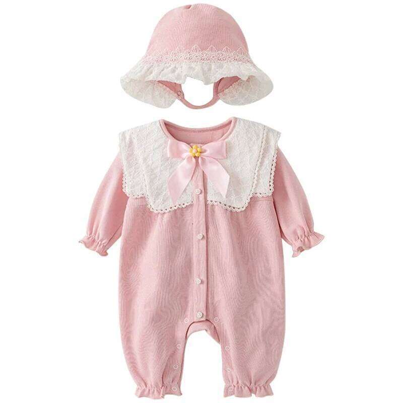 2Piece Sets Spring Autumn Girls Jumpsuits Cute Doll Collar Bow Princess Rompers Baby Boutique Clothing Newborn Photography BC476 26H0224