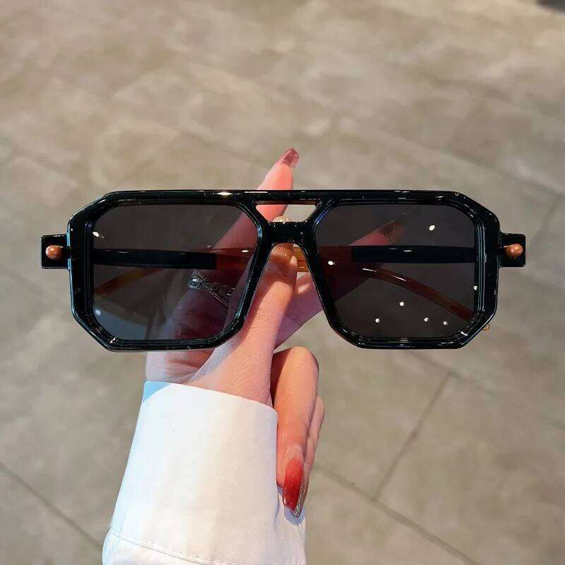 New Double Bridges Square Sunglasses Women Fashion Gradient Shades UV400 Retro Polygon Men Sun Glasses 26W0224