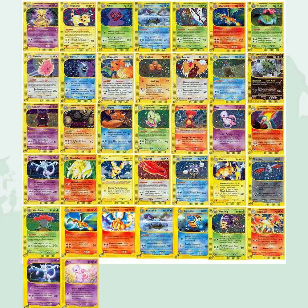 Pokemon 37PCS e-Card Series Expedition Proxy Cards Flash Charizard Blastoise Venusaur Mewtwo Machamp Game Collection PTCG Gifts L261012
