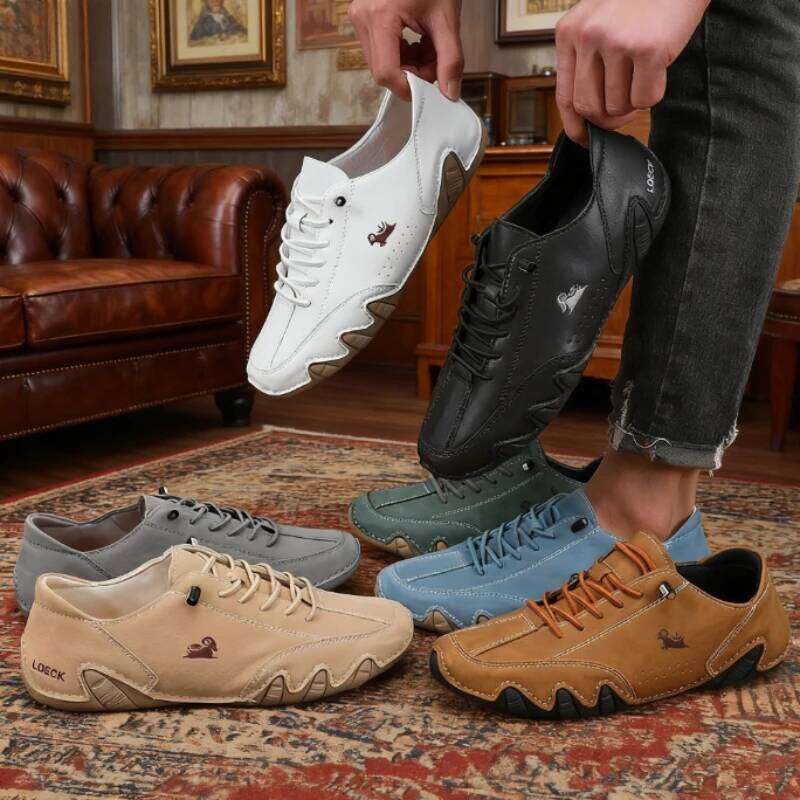 Men's Suede Leather Casual ShoesLace Up Driving Shoe Comfortable Lightweight Loafers for Daily Wear Outdoor Activities Man Shoes