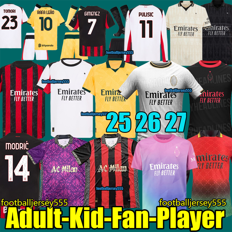 25 26 Maglia Modric MILANS Soccer Jerseys Fourth NKUNKU JASHARI Estupinan RICCI Anniversary 2025 2026 PULISIC ROMAGNOLI RAFA LEAO Football shirts uniform Gimenez