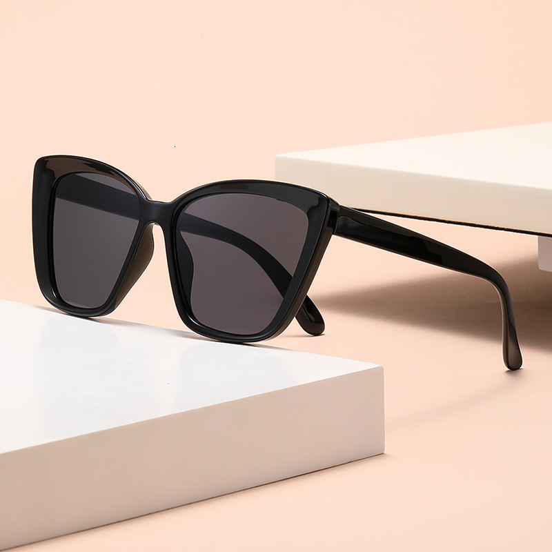 New High-End Retro Cat Eye Sunglasses Full Frame Black Glasses Unisex