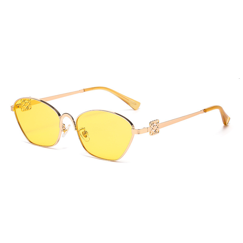 European And American Fashion High-End Women's Sunglasses New Trendy Internet Celebrity Irregular Sun Protection Metal Glasses