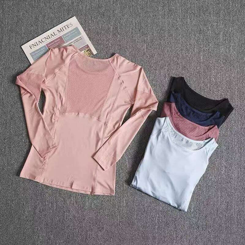 Women's Yoga Fitness Top, Quick-Dry T-Shirt, Sports Long-Sleeve Tight-Fitting, Slimming, Mesh Breathable Running 26Y0224