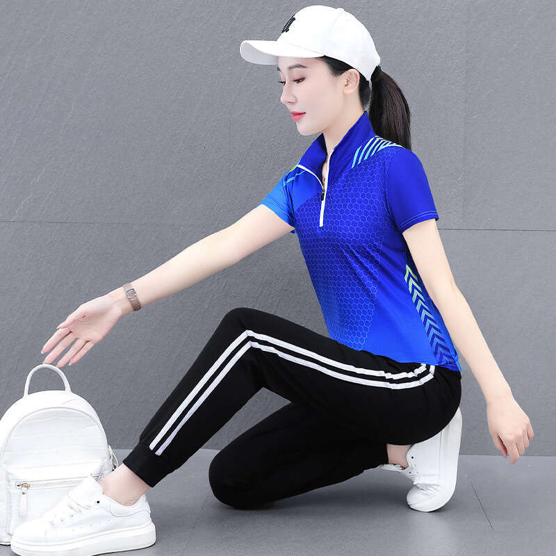 Women's Casual Sports Set Outdoor Fitn suit Spring up orm Two-Piece Suit Moisture-ng Polyester Breathable Sweat Sport