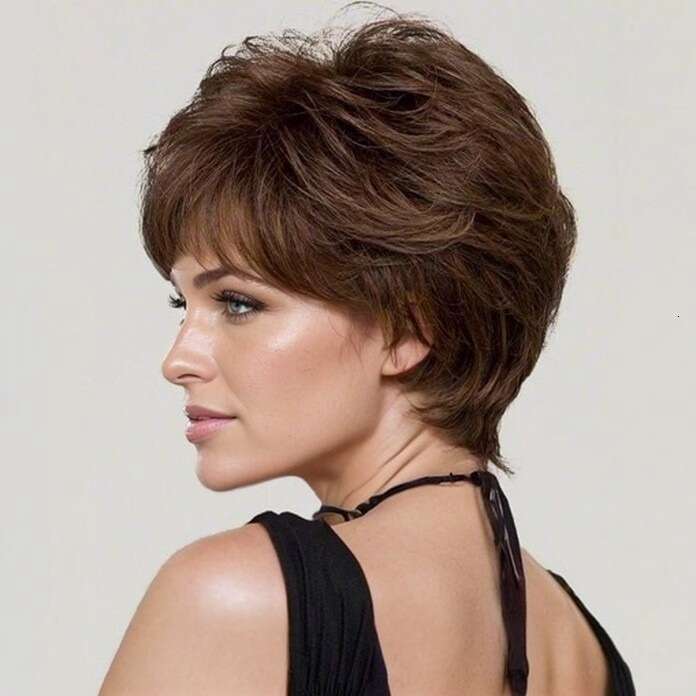 Export Wig With Side Bangs For Middle-Aged And Elderly Mothers, Women's Curly Hair, Fluffy Wig, Realistic Natural Short Hair SHXI