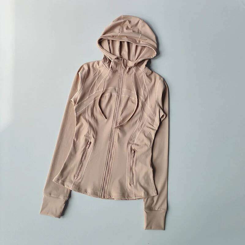 Women's Hooded Zip-Up Yoga - Windproof Long Sleeve Workout Top, Slim Fit Running Coat for Fall/Winter 26Y0224