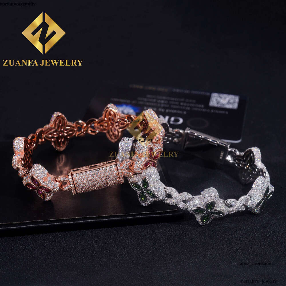 Fine Jewelry Luxury Flower New Fashion Clover Bracelets Sterling Silver 925 Gold Plated Moissanite Cuban Chains 5e lry - view 5