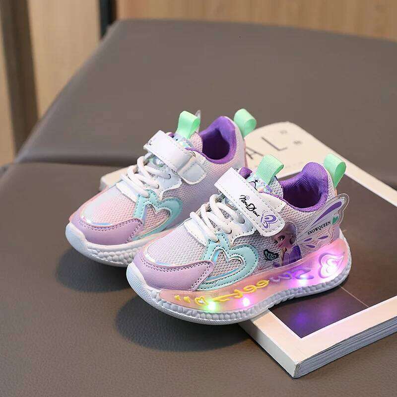 Kids Led Lights Children Sneakers Girls Elsa Frozen Princess Casual Sport Baby Anti-slip Shoes Size 22-31 26W0224