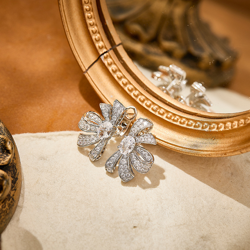 Earrings Half Bow Earrings With Gold Plated Splicing Design Earrings , French Style Women's Daily Commuting Ear Accessories Earrings