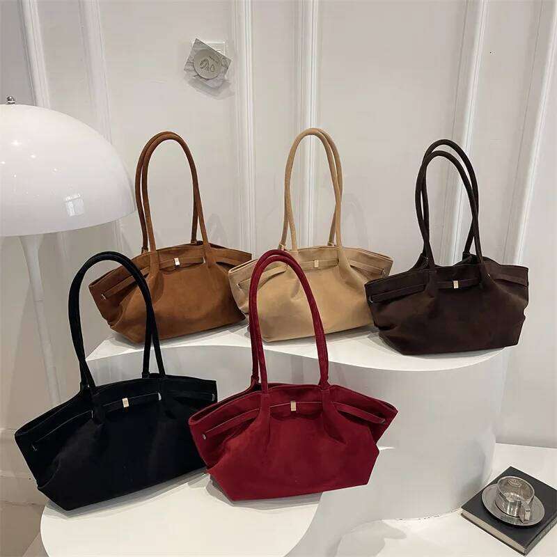 Women Faux Suede Shoulder Casual Tote Handbag Underarm Bucket Purse Fall Daily Fashion Luxury Guangzhou High Quality Bag Z260224