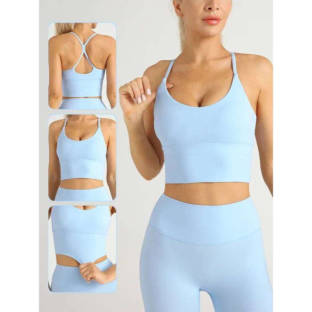 Solid Color Gym Naked Feeling Sexy Cross Y shape Bra Fitness Yoga Jogging Workout Sports Women Sling 26Y0224