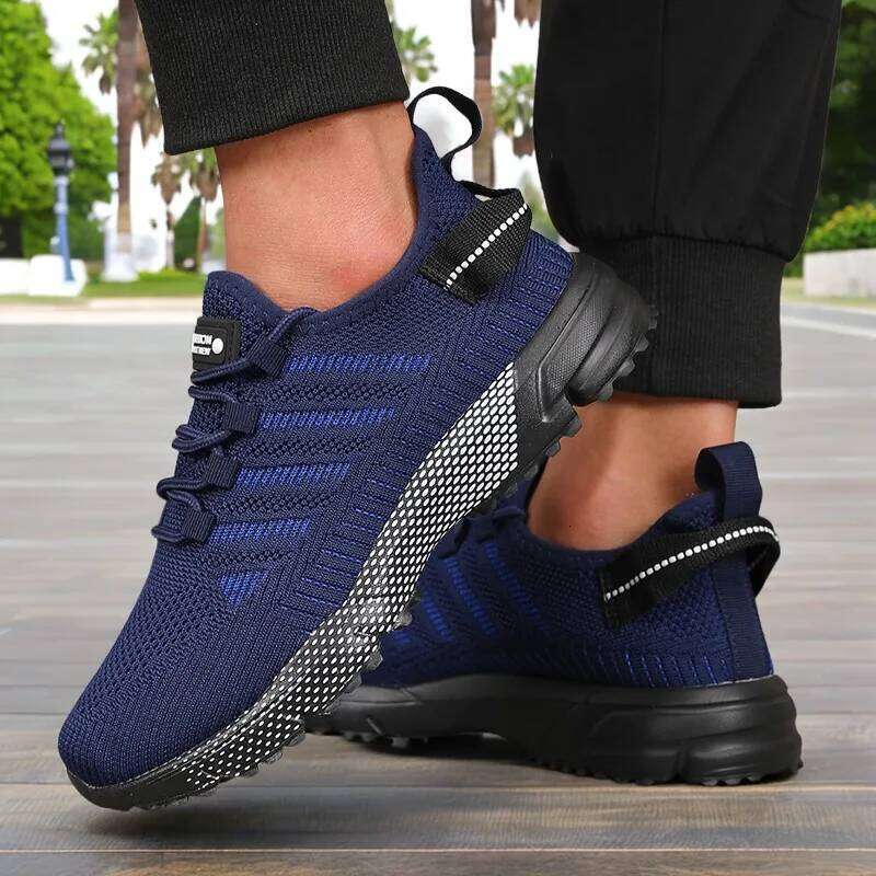 Men Running Shoes New 2025 Breathable Mesh Outdoor Casual Sneakers Lightweight Comfortable Women Shock-absorption Black Tennis