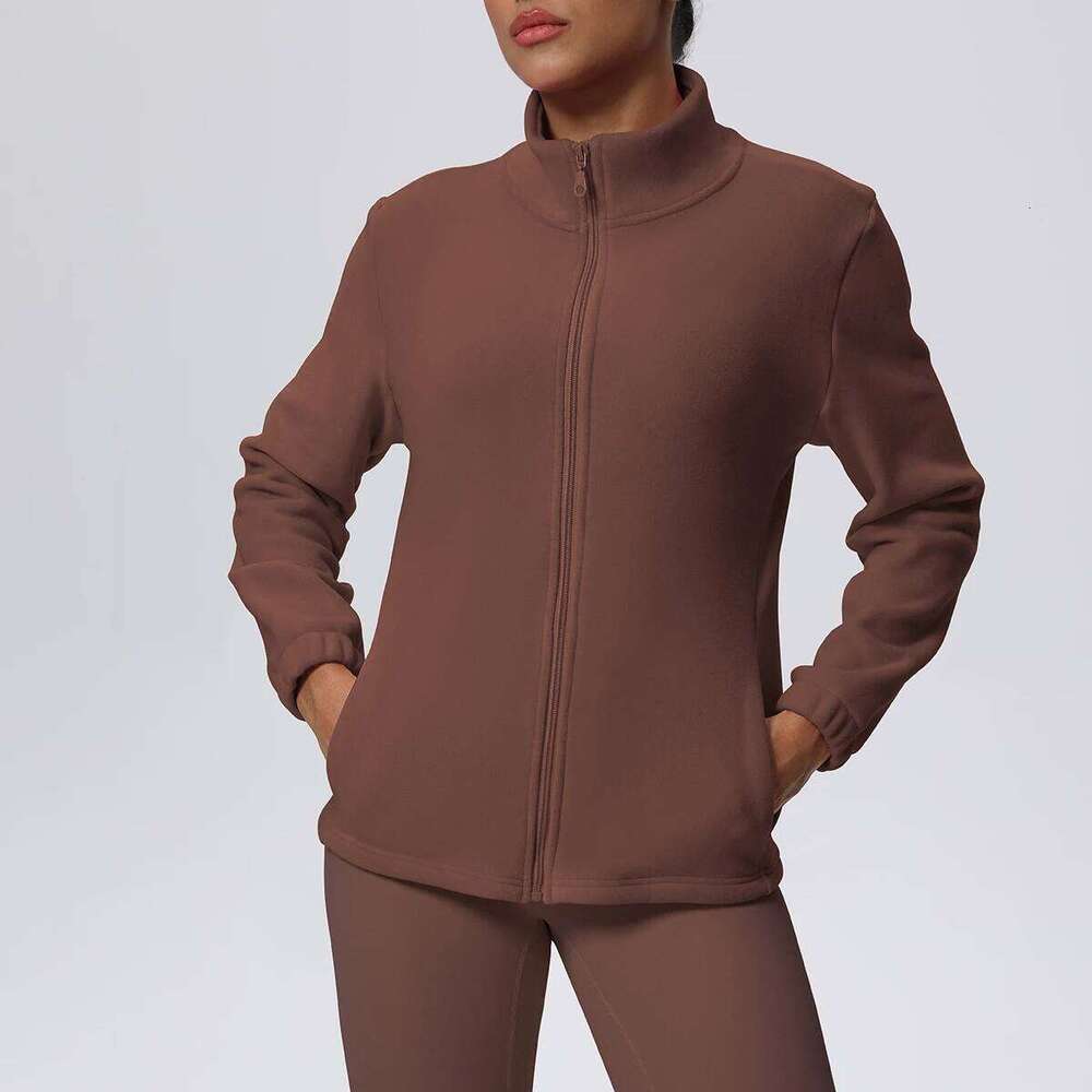 Winter Velvet Clothes for Woman's Cycling and Skiing Sports Running Zipper Long Sleeves Keep Warm Yoga Coat 26Y0224