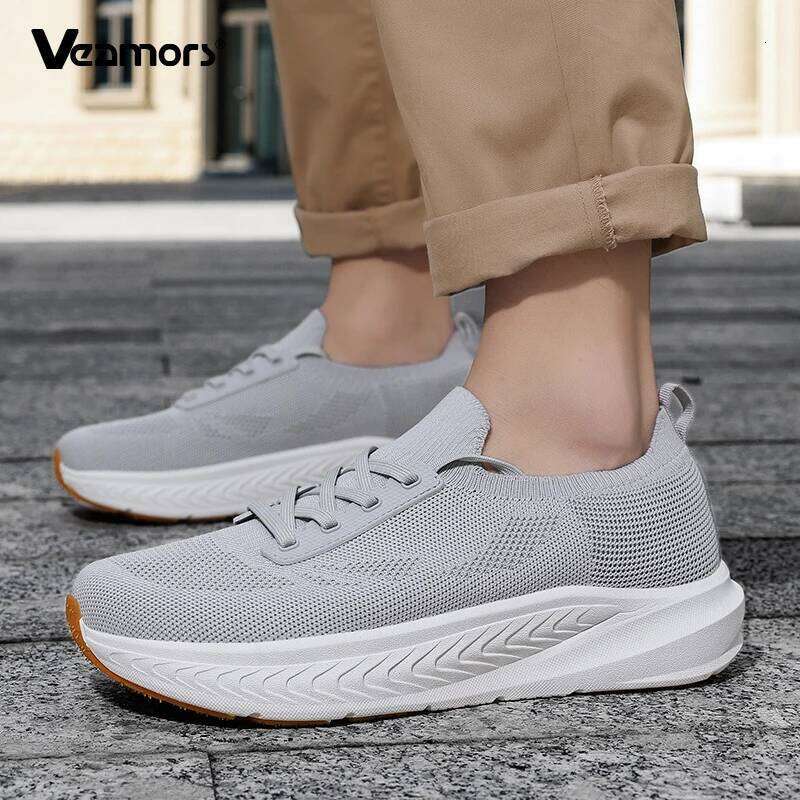 Wide Toe Comfortable Running Men's Breathable Casual Sports Soft Thick Soled Knitted Sneaker Anti-slip Walking Shoes 26W0224