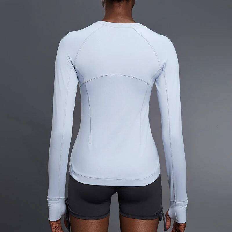 Women Long Sleeve Yoga Shirt Solid Color Slim Fit Outdoor Running T-Shirt Breathable Quick Dry Gym Top Female Workout Clothes 26Y0224