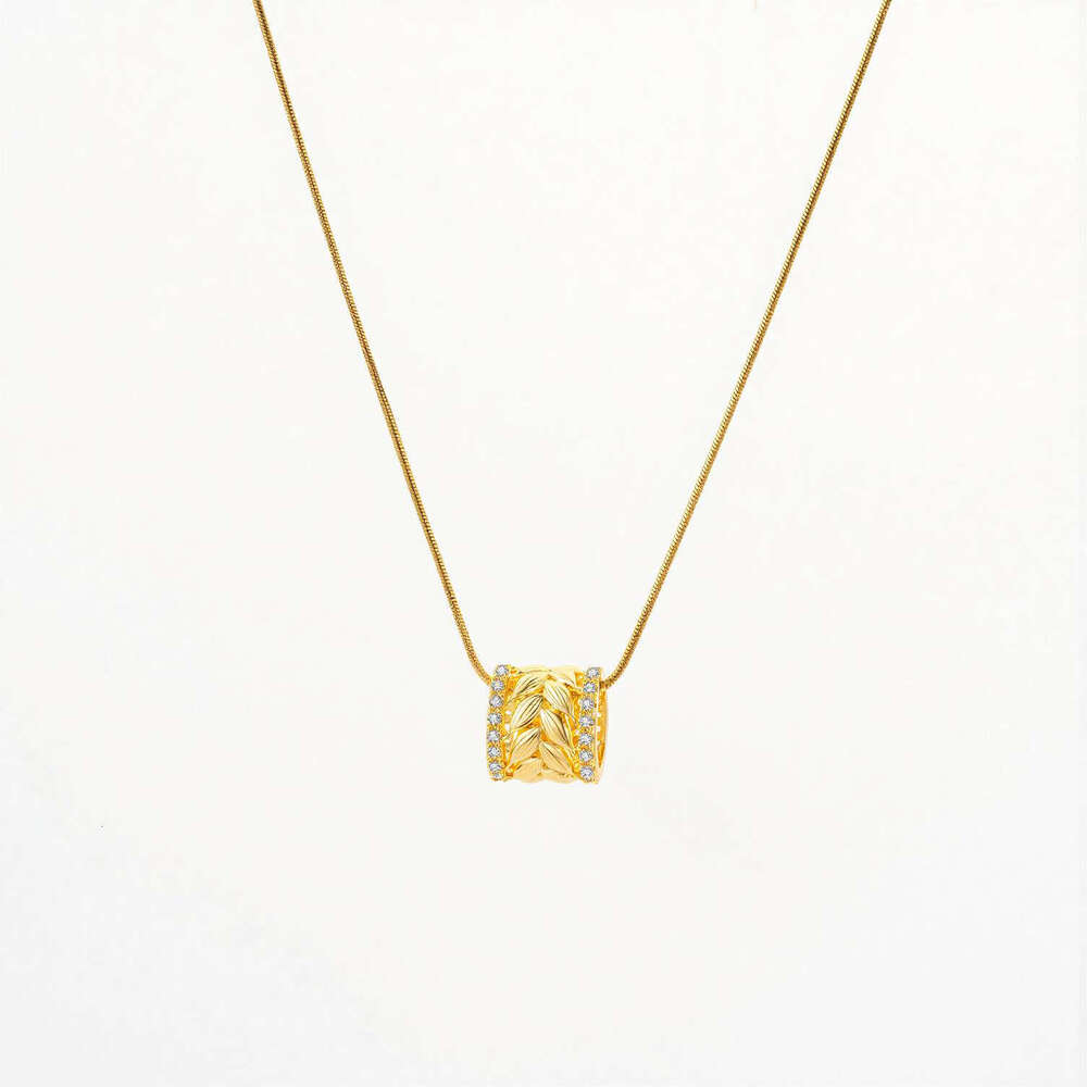 Light-Luxury Wheat Ear Necklace With Diamond Accents Small Waist Pendant Collarbone Chain For Women