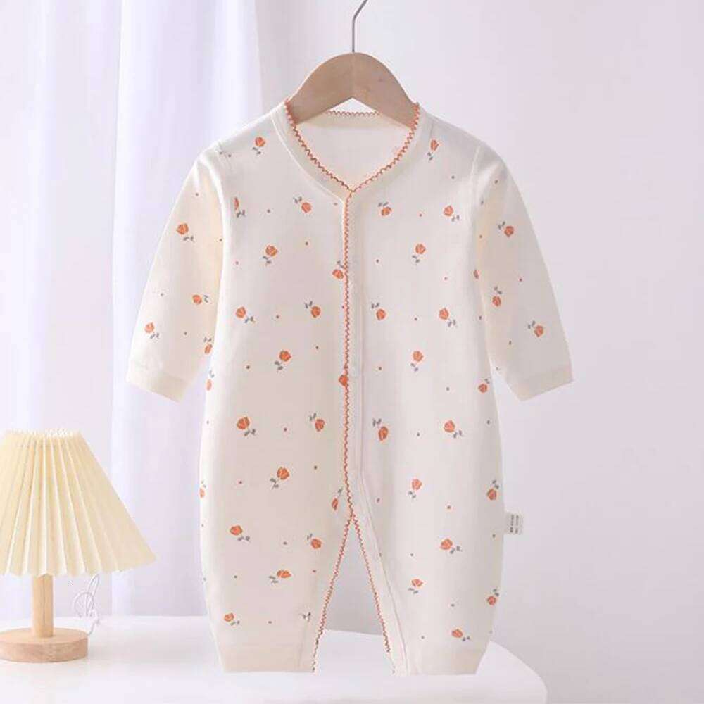 Girl Clothing Cotton Spring Autumn Long Sleeve Baby Rompers Heart Shape Floral Print Infant Boy Jumpsuit 26H0224