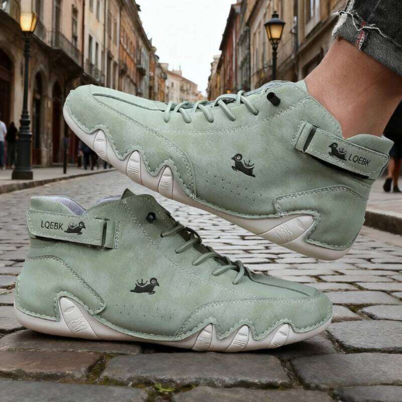 Classic Loafers Comfortable Fashionable Walking Casual Flat Shoe Multifunctional High Top Design Driving Men's Bare Boots