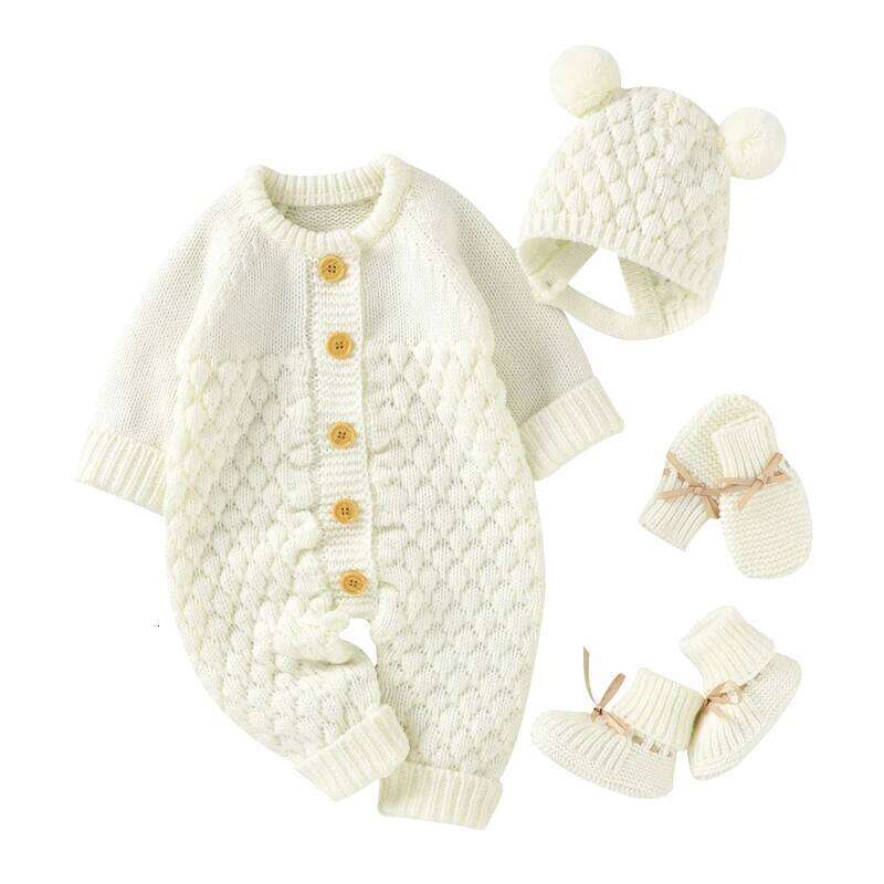 Baby Rompers Clothes Autumn Winter Knitted Newborn Boys Girls Jumpsuits Fashion Solid Plain Toddler Kids Unisex Wear 26H0224