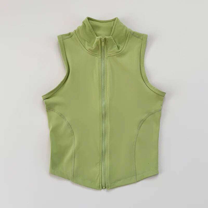 Women's yoga, fitness, sports clothing, sleeveless stand-up collar, zipper exercise vest, slender yoga and fitness vest 26Y0224