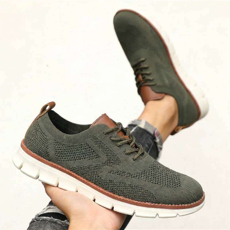 Stylish Brown Casual Sneaker Men's Athletic Breathable Ultra-LightWalking Mesh Soft Sole Outdoor Anti Slip Running Shoes