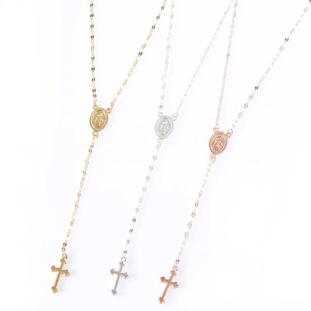 2026 Fashion Vintage Christian Cross Bohemia Religious Rosary Pendant Necklace for Women Charm Jewelry Gifts 260206